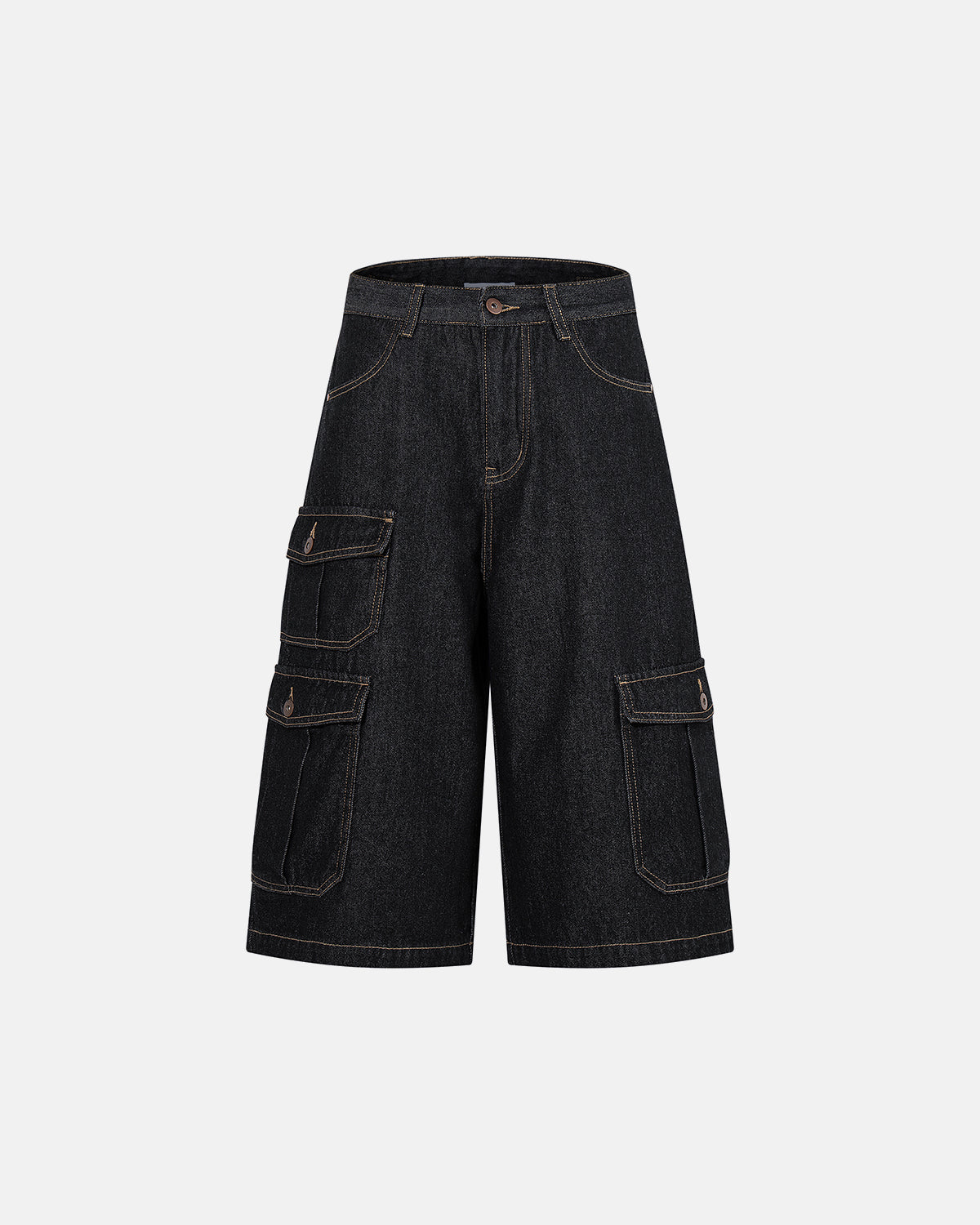 Raw Denim Cargo Jorts with Waist Tabs