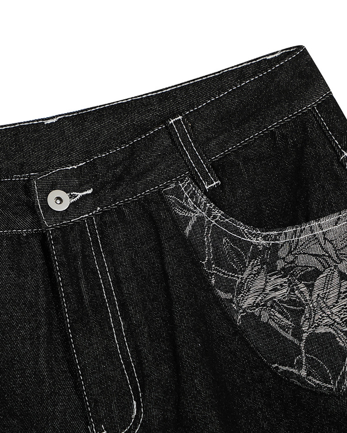 Longline Denim Jorts with Embroidered Pocket