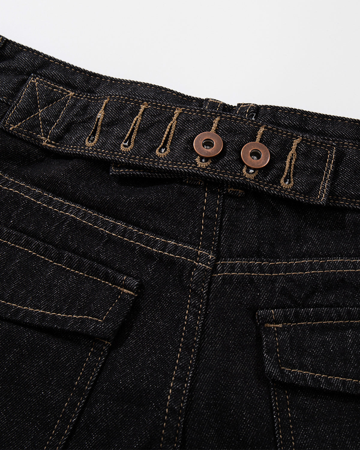 Raw Denim Cargo Jorts with Waist Tabs