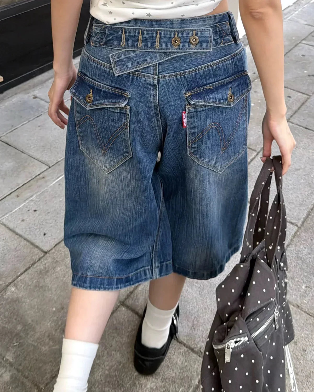 Longline Bamboo Weave Jorts with Cinch Back