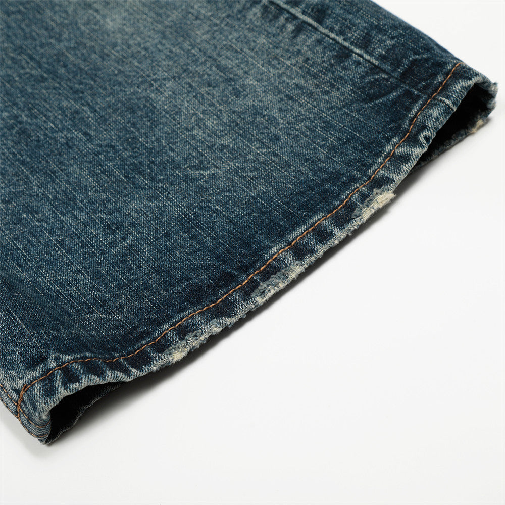Vaqueros de pierna ancha de denim desgastado y lavado vintage