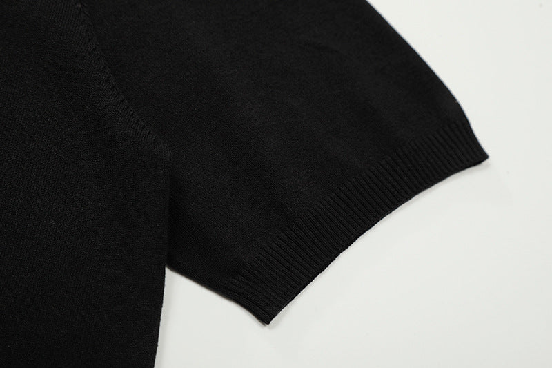 Top de punto Henley bordado vintage