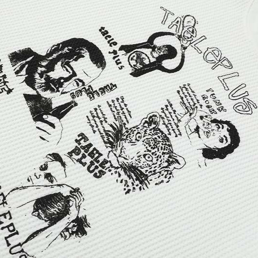 Camiseta de manga larga con gráfico de punto gofre
