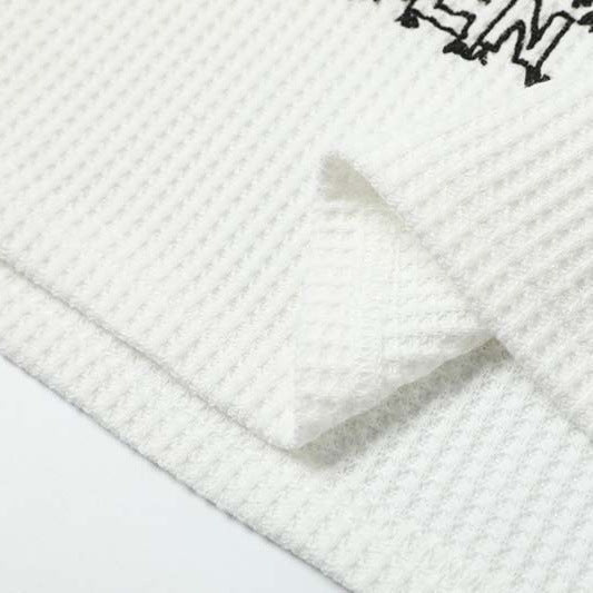 Camiseta de manga larga con gráfico de punto gofre
