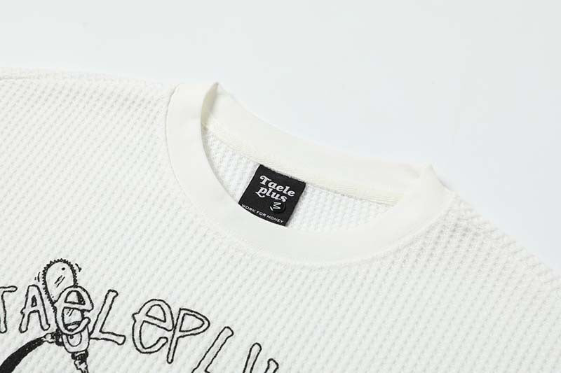 Camiseta de manga larga con gráfico de punto gofre