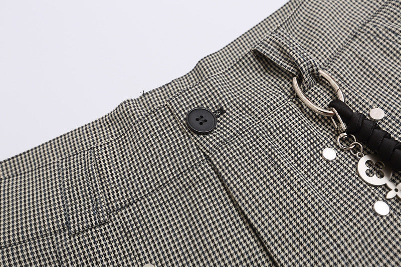 Pantalones cortos culotte anchos microcuadros retro