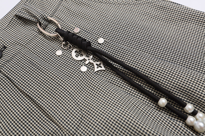 Pantalones cortos culotte anchos microcuadros retro
