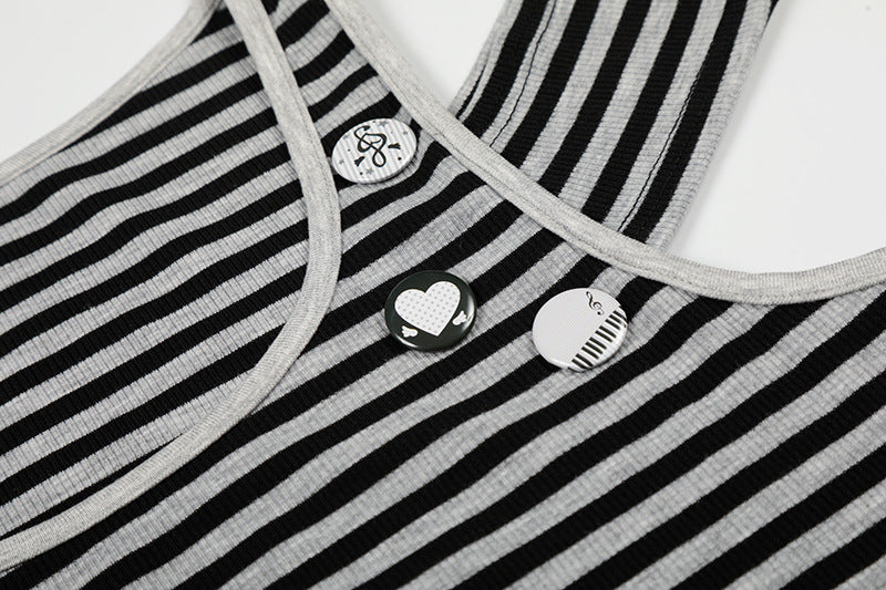 Edgy Striped Cut-Out Tank Top