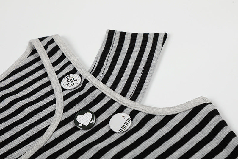 Edgy Striped Cut-Out Tank Top