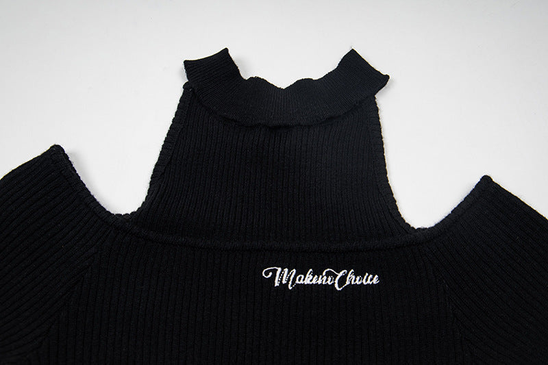 Cold-Shoulder Slim-Fit Knit Top