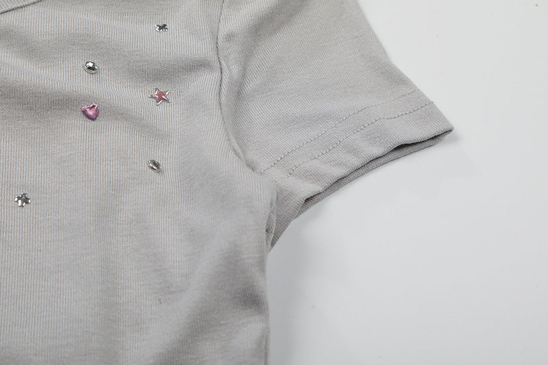 Retro Two-Piece Short-Sleeve Top