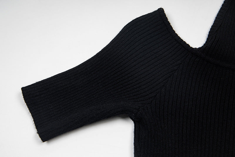 Cold-Shoulder Slim-Fit Knit Top