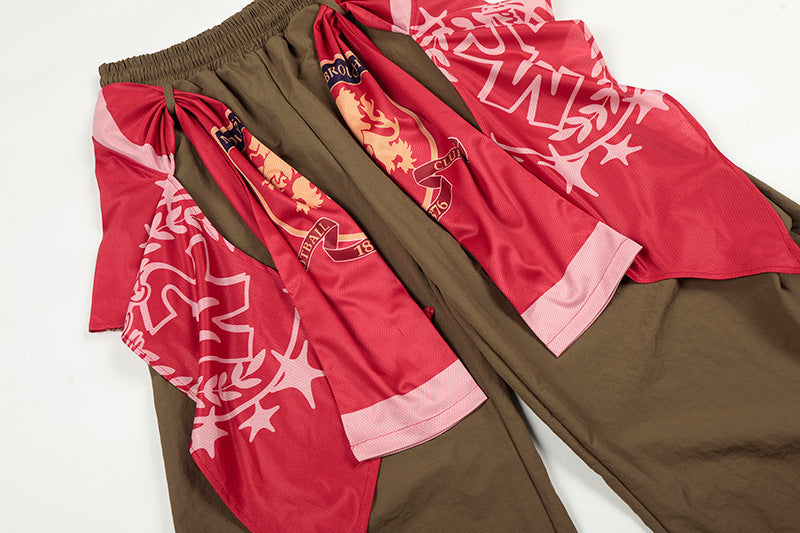 Draped Cargo Pants with Graphic Overlays