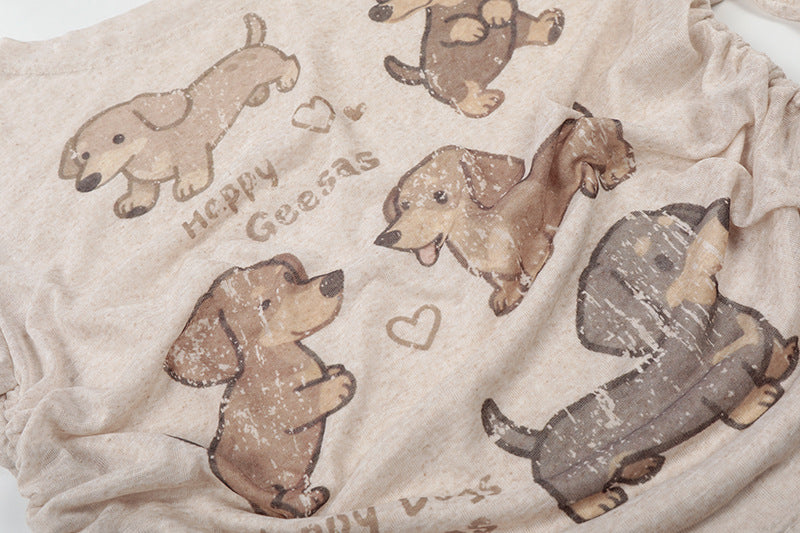 Camiseta de manga larga con gráfico de dachshund relajado