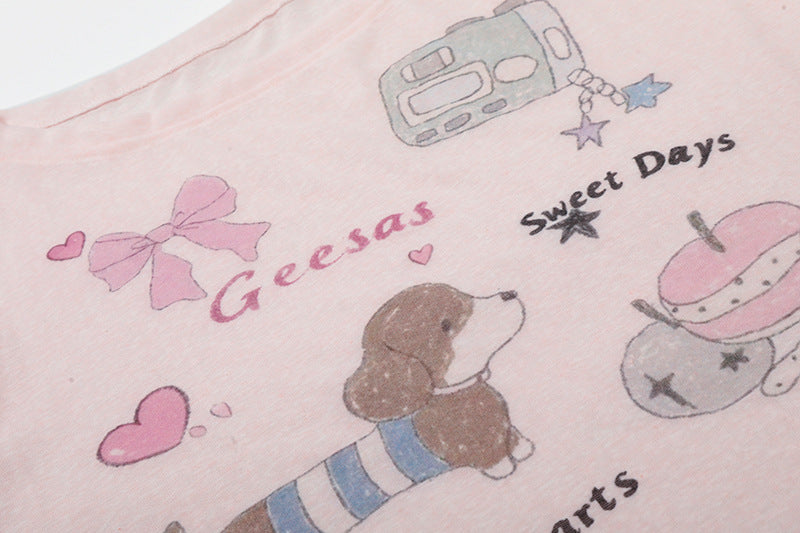 Camiseta de manga larga con gráfico de perro salchicha