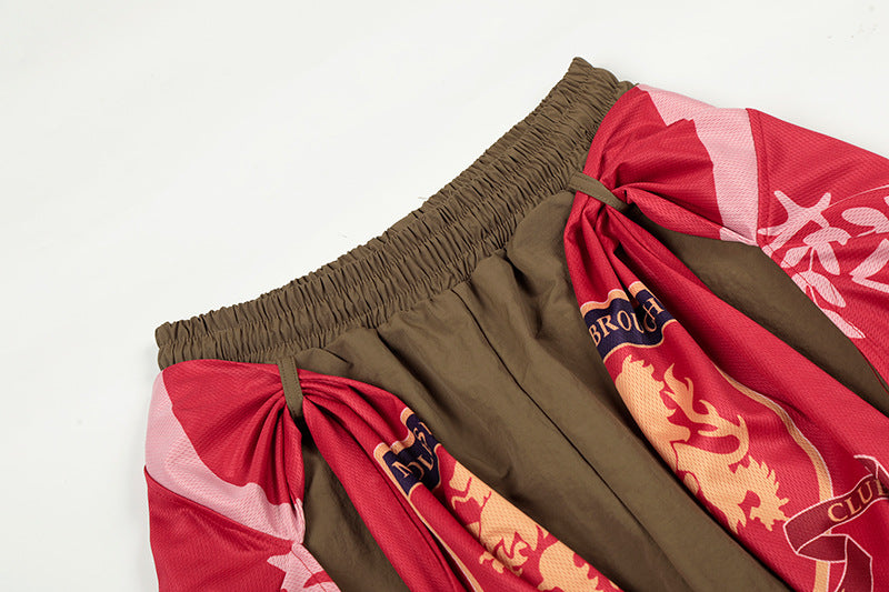 Draped Cargo Pants with Graphic Overlays
