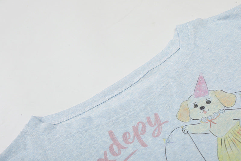 Camiseta de manga larga con gráfico de perro de dibujos animados