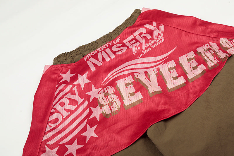 Draped Cargo Pants with Graphic Overlays