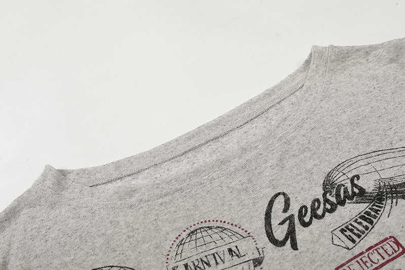 Camiseta de manga larga con diseño de brújula vintage