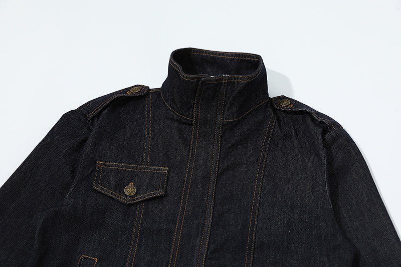Chaqueta vaquera militar corta