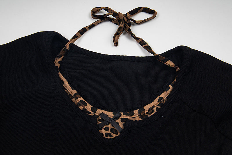 Layered Leopard Print Knit Top