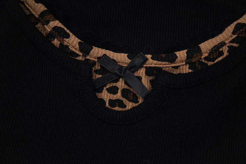 Layered Leopard Print Knit Top