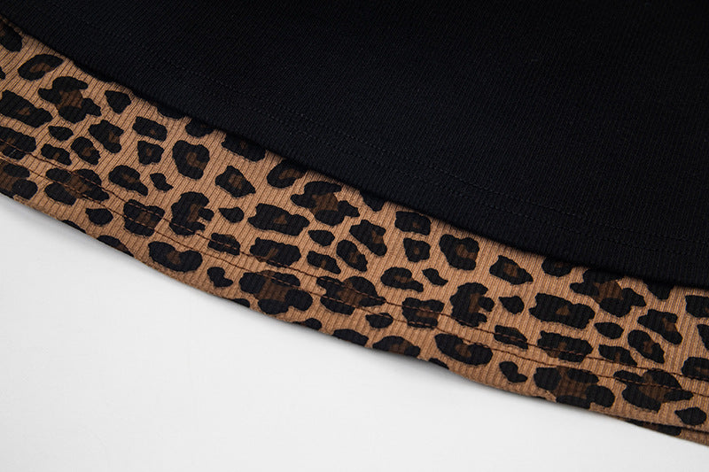 Layered Leopard Print Knit Top