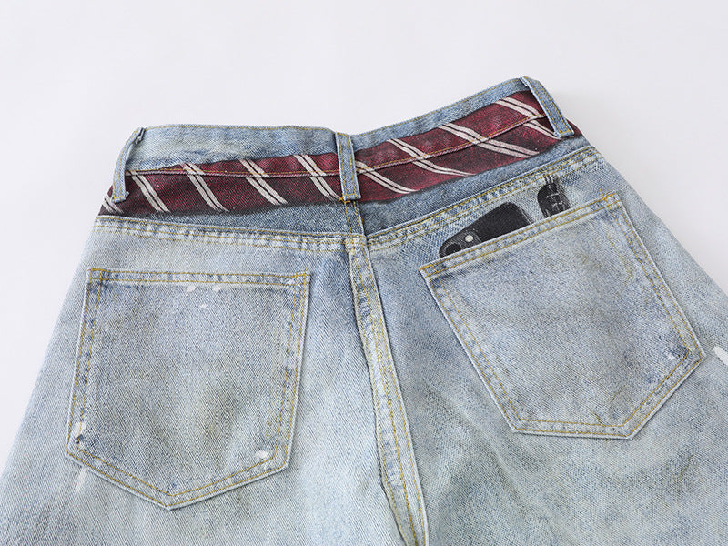 Distressed Light Blue Baggy Jeans