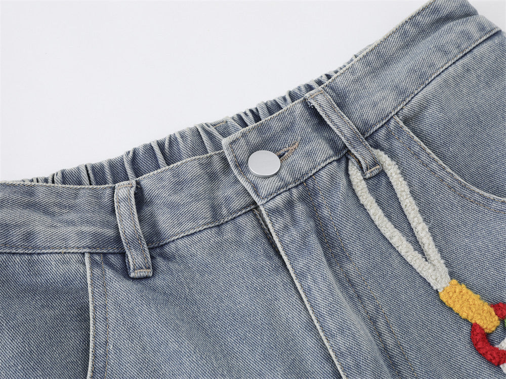 Be Nola Embroidered Denim Jort