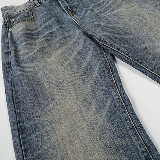 Jeans de lavado vintage de pierna ancha