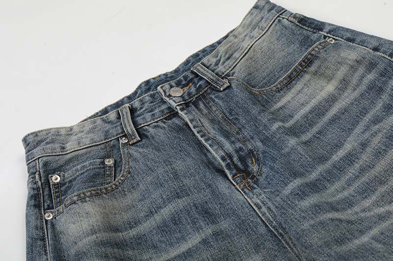 Jeans de lavado vintage de pierna ancha