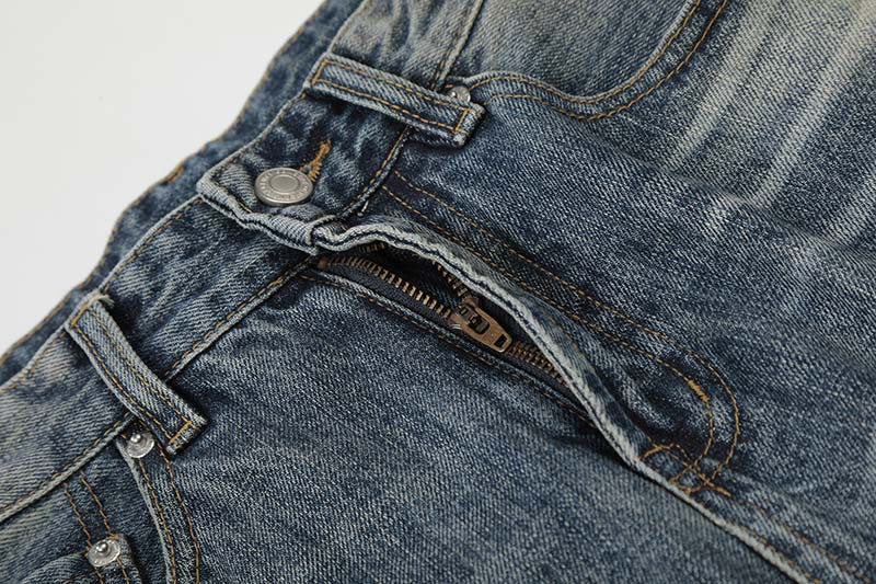 Jeans de lavado vintage de pierna ancha