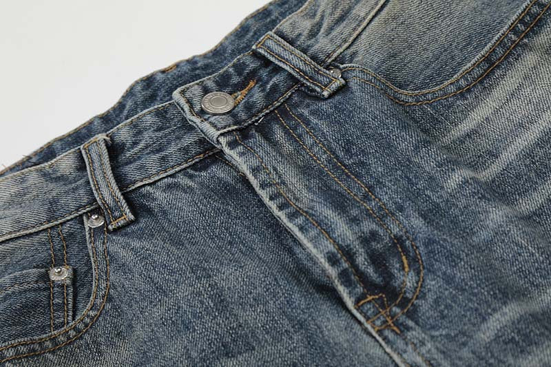 Jeans de lavado vintage de pierna ancha