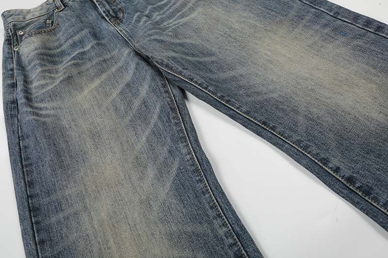 Jeans de lavado vintage de pierna ancha