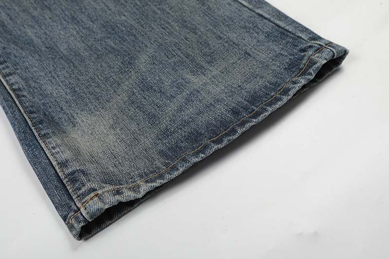 Jeans de lavado vintage de pierna ancha