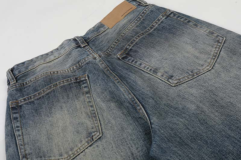 Jeans de lavado vintage de pierna ancha