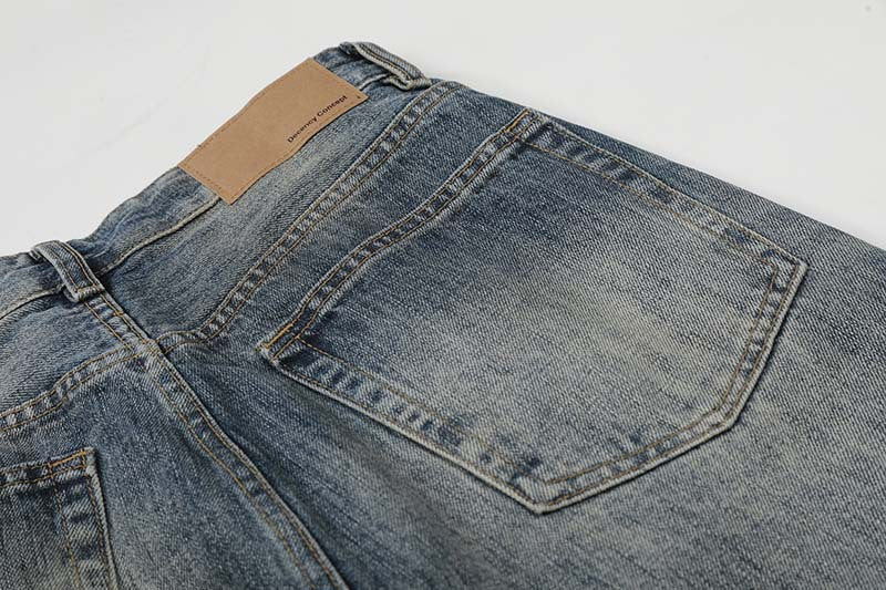 Jeans de lavado vintage de pierna ancha