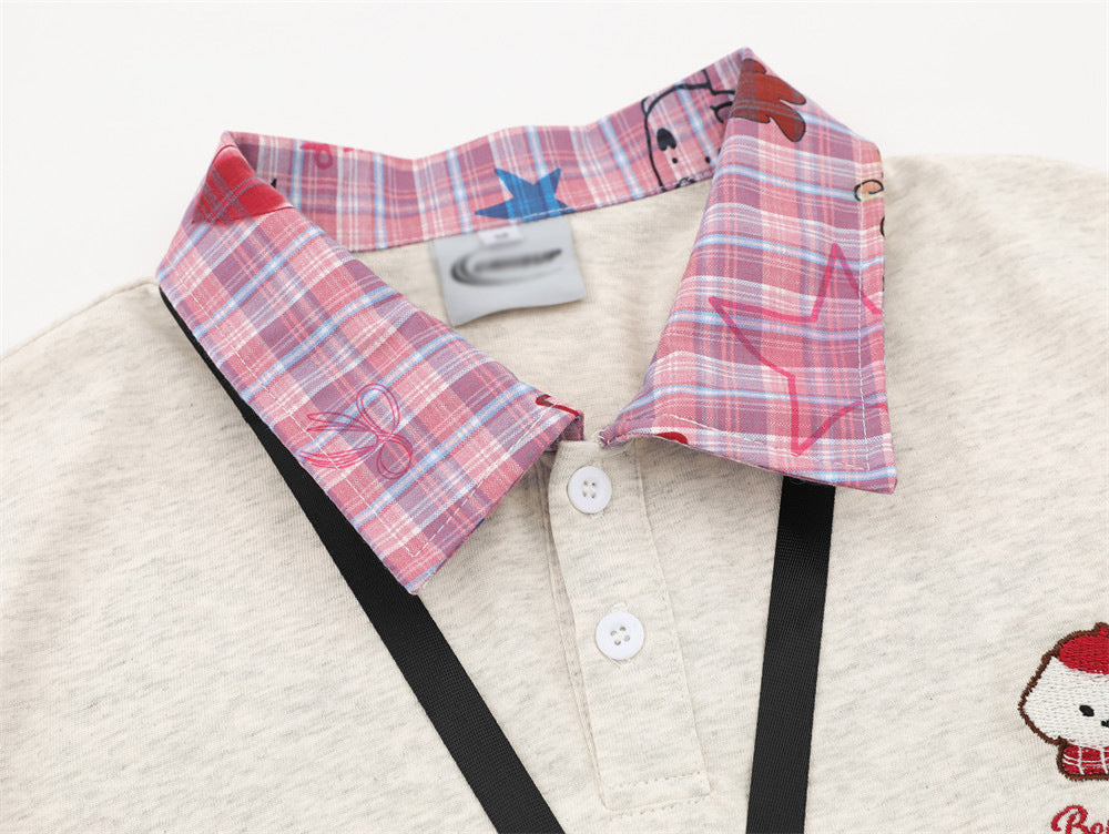Polo de manga corta con estampado gráfico y efecto superpuesto