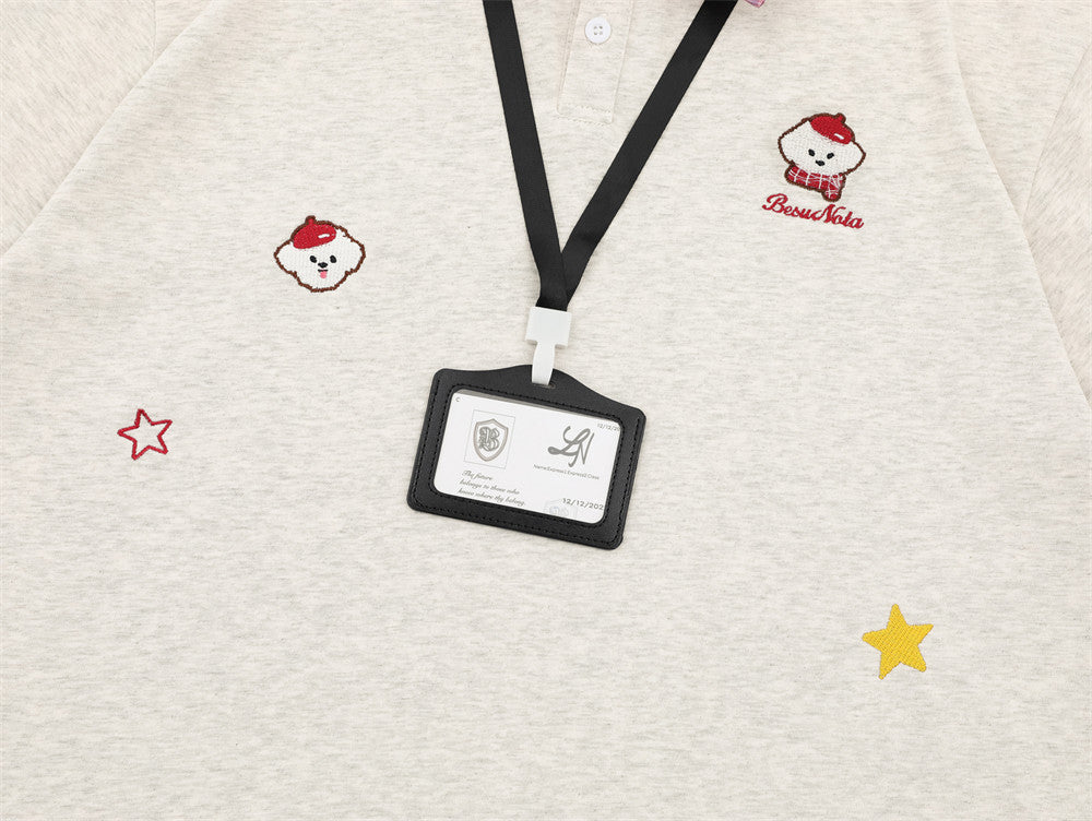 Polo de manga corta con estampado gráfico y efecto superpuesto