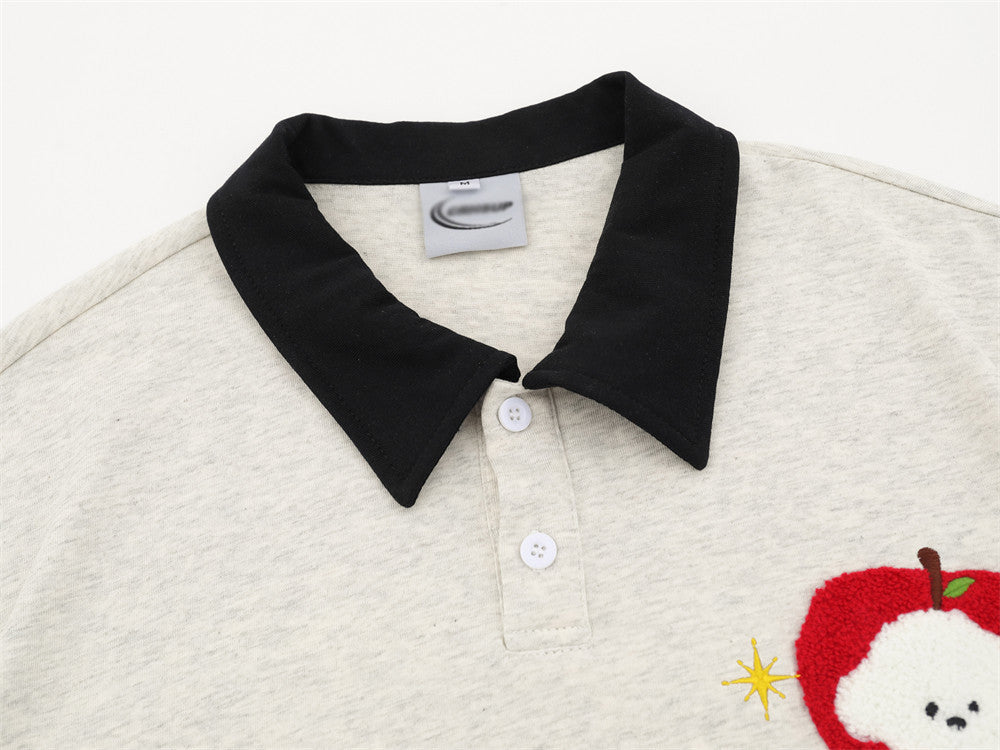 Polo bordado con motivos de dibujos animados - Ajuste holgado
