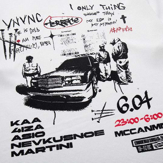 Camiseta Gráfica de Punto Waffle