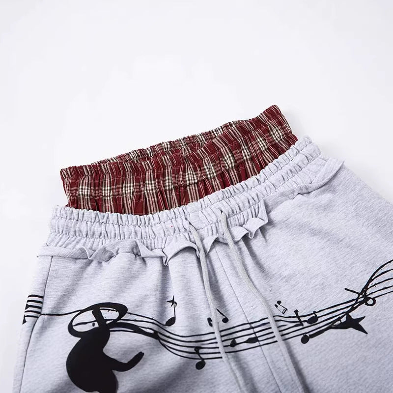 Pantalón de chándal de pierna ancha con nota musical