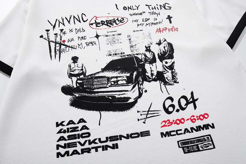 Camiseta Gráfica de Punto Waffle