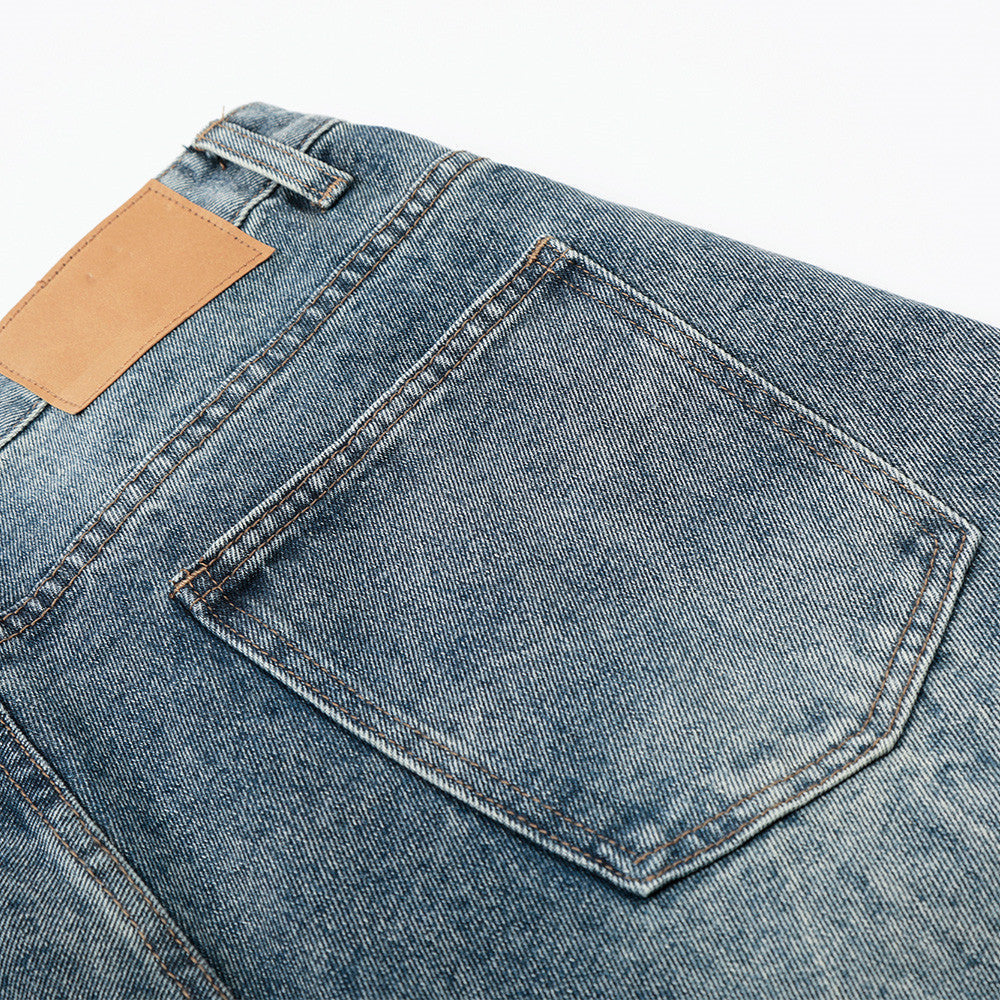 Distressed Wide-Leg Denim Jort