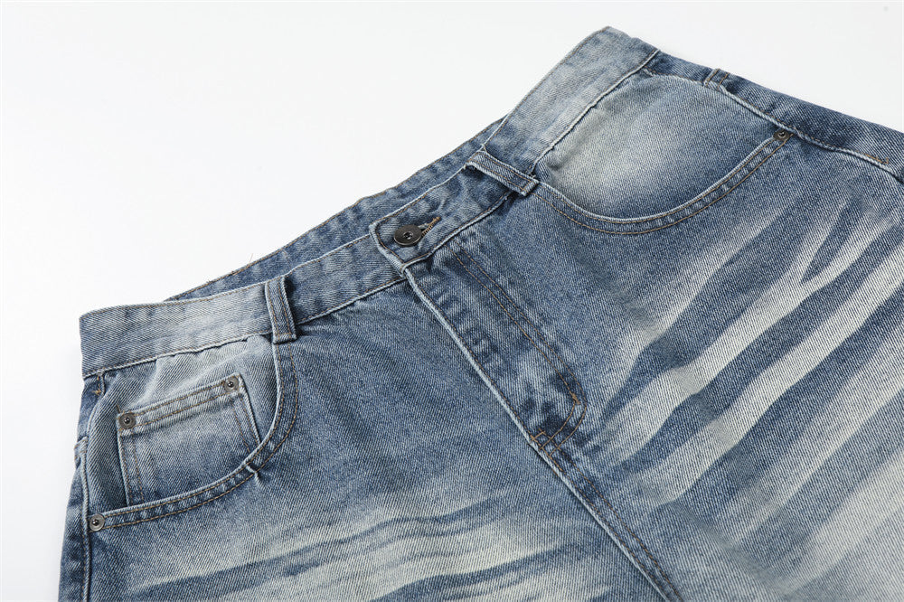 Light Blue Wide-Leg Denim Culotte Shorts