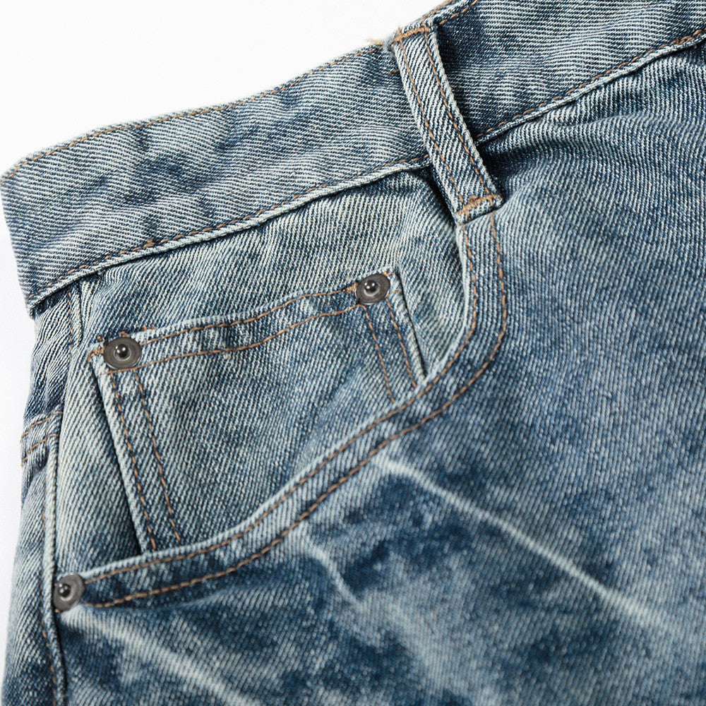 Distressed Wide-Leg Denim Jort
