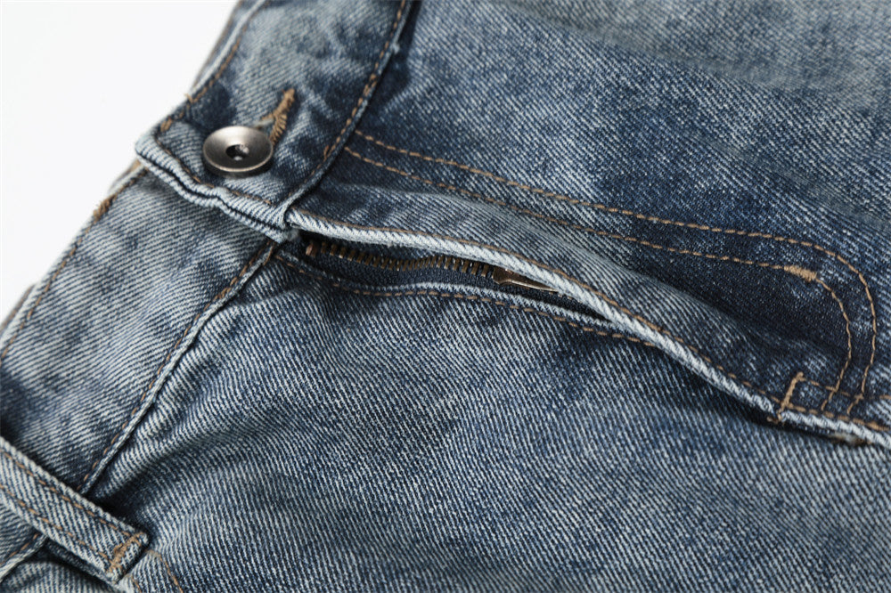 Distressed Wide-Leg Denim Jort
