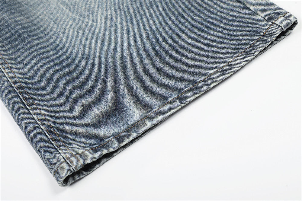 Distressed Wide-Leg Denim Jort