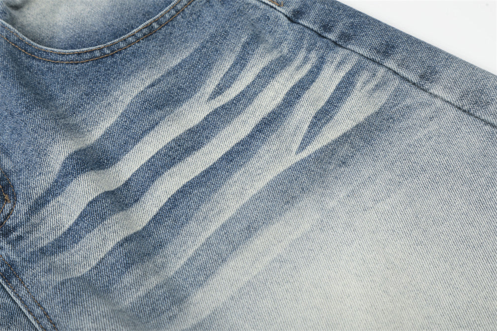 Light Blue Wide-Leg Denim Culotte Shorts