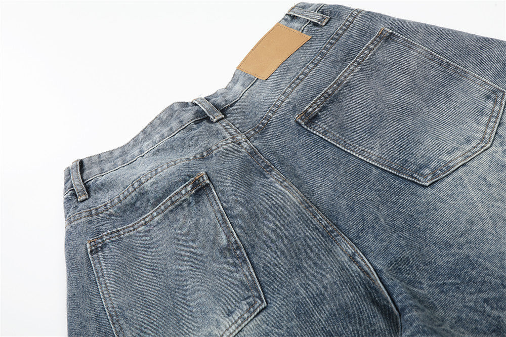 Distressed Wide-Leg Denim Jort